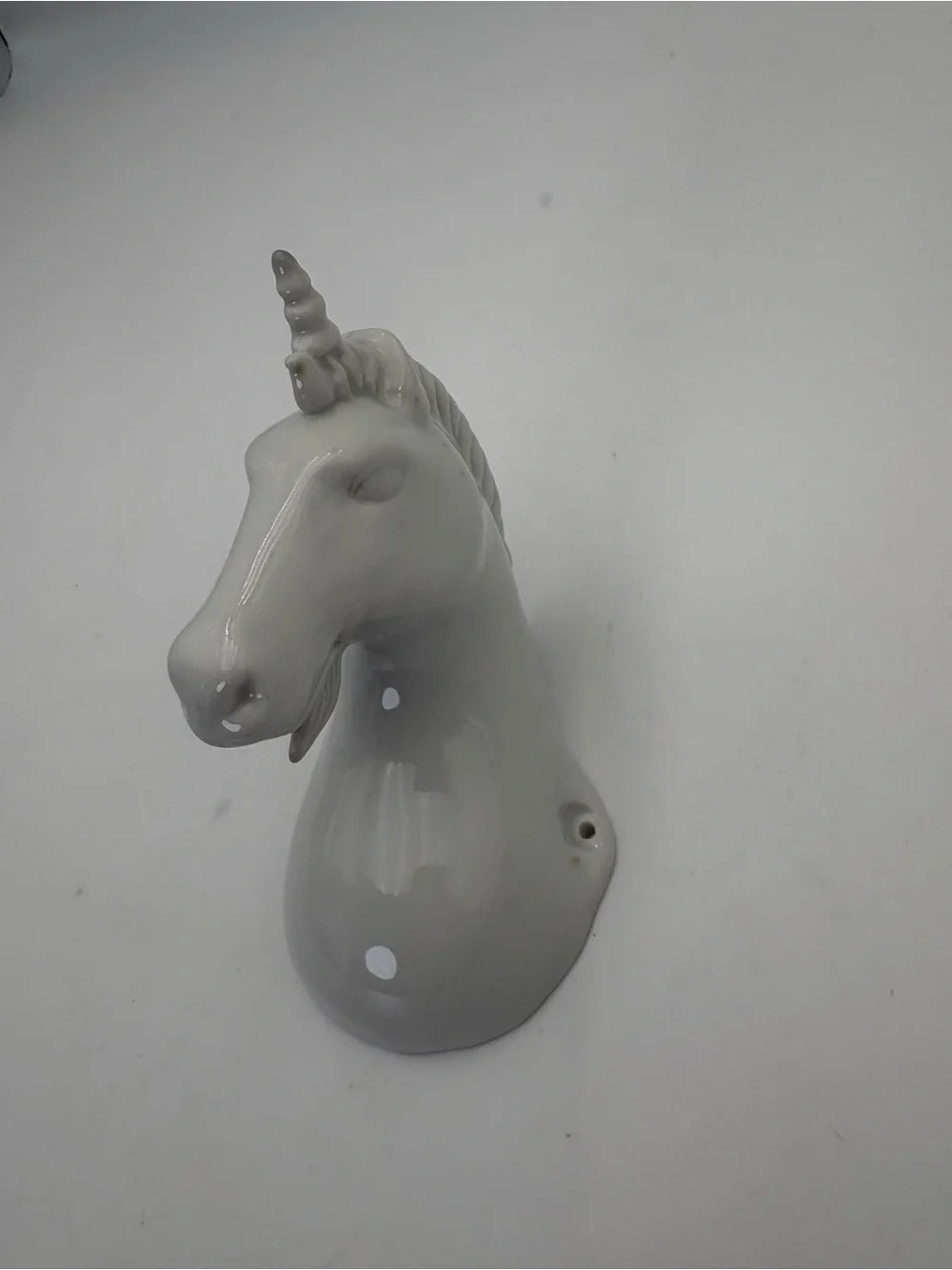 White Glazed Ceramic Unicorn Hook